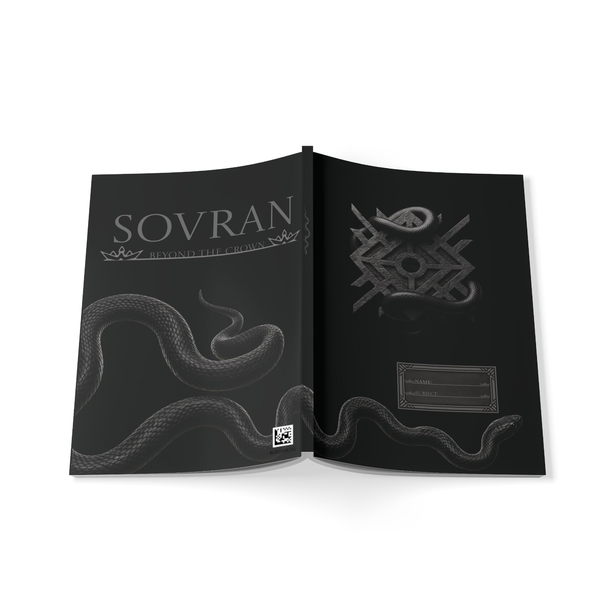 SOVRAN Dark Sigil A5 Notebook - Minimalist Serpent Journal for Focused Planning & Writing