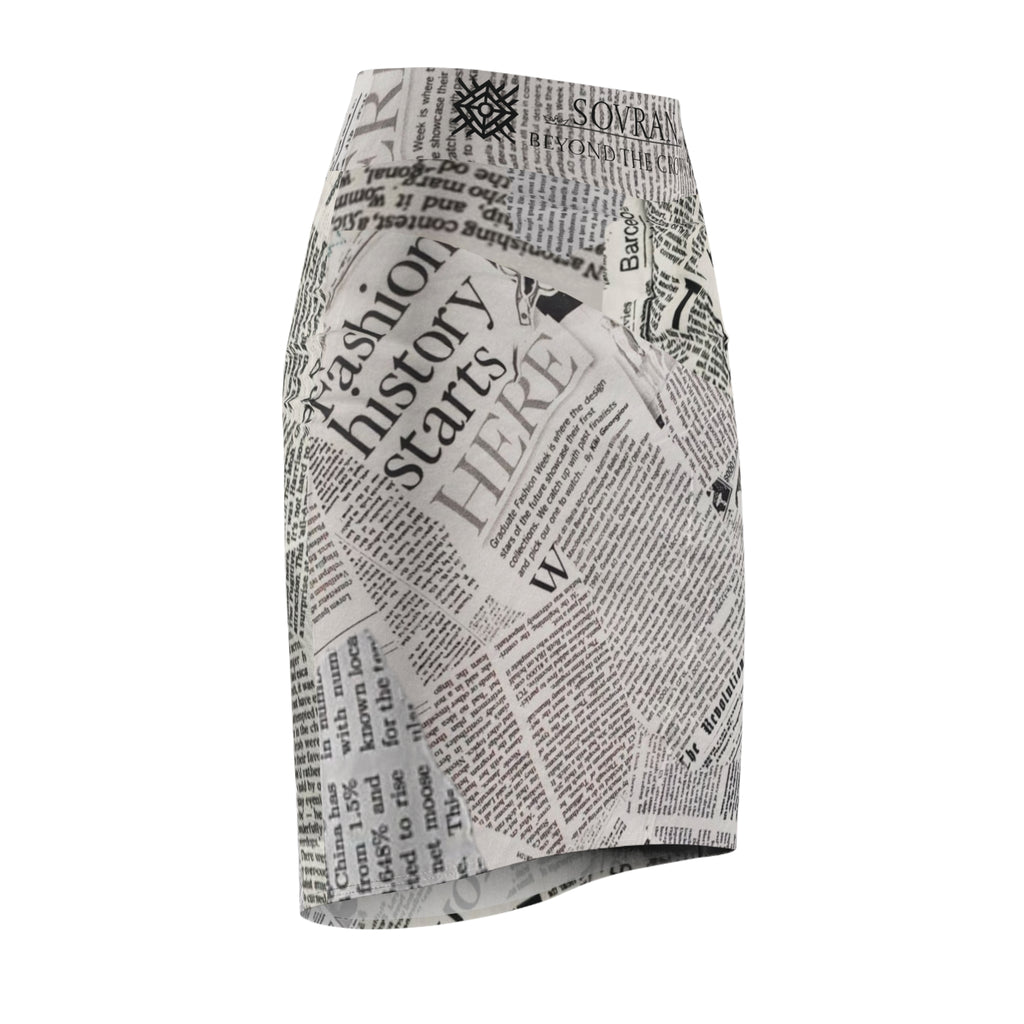 SOVRAN Newspaper Print Pencil Skirt — Retro Collage AOP Women's Skirt