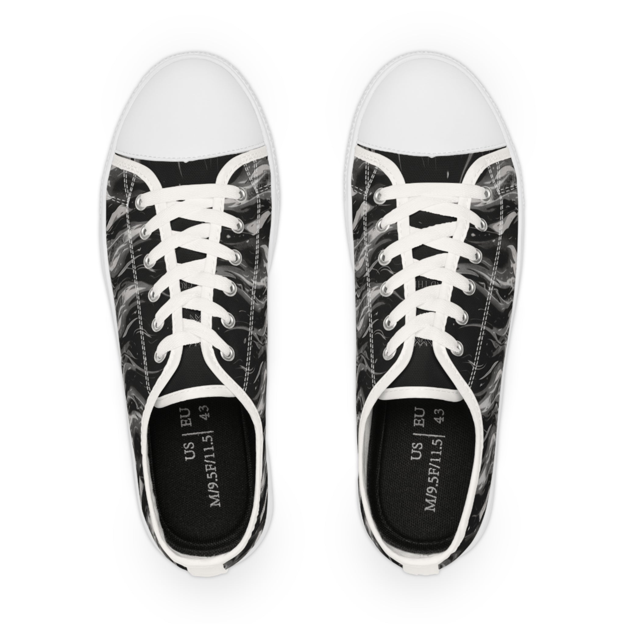 SOVRAN Top Sneakers — Black Marble Swirl Casual Canvas Sneakers