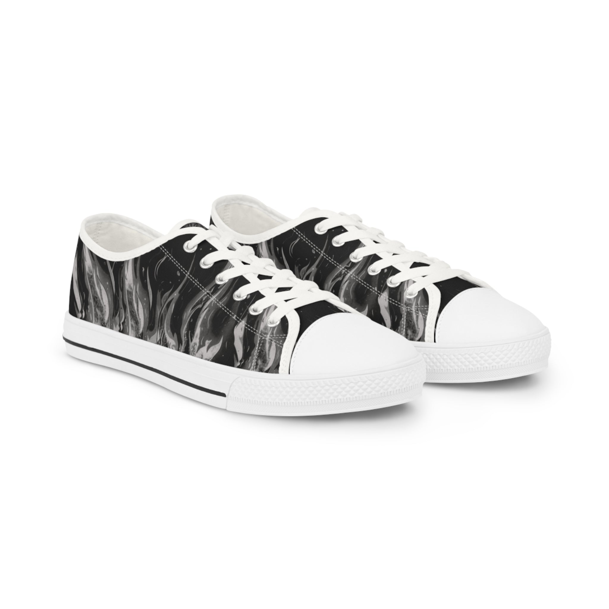 SOVRAN Top Sneakers — Black Marble Swirl Casual Canvas Sneakers
