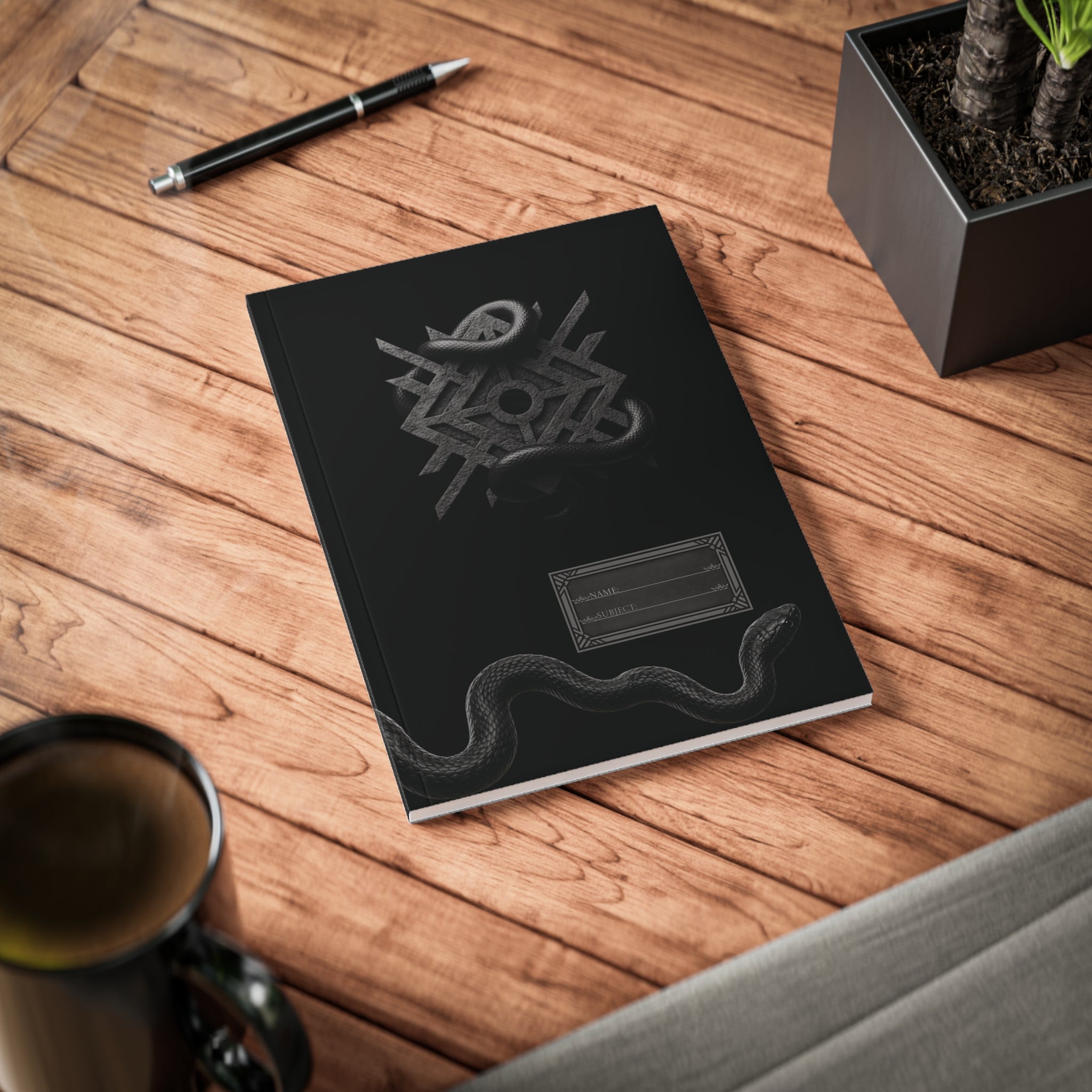 SOVRAN Dark Sigil A5 Notebook - Minimalist Serpent Journal for Focused Planning & Writing