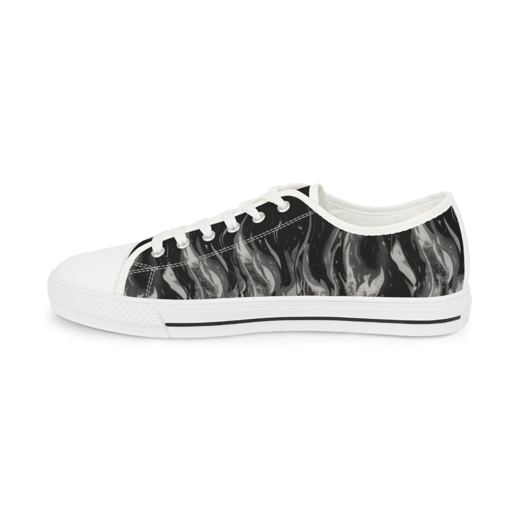 SOVRAN Top Sneakers — Black Marble Swirl Casual Canvas Sneakers