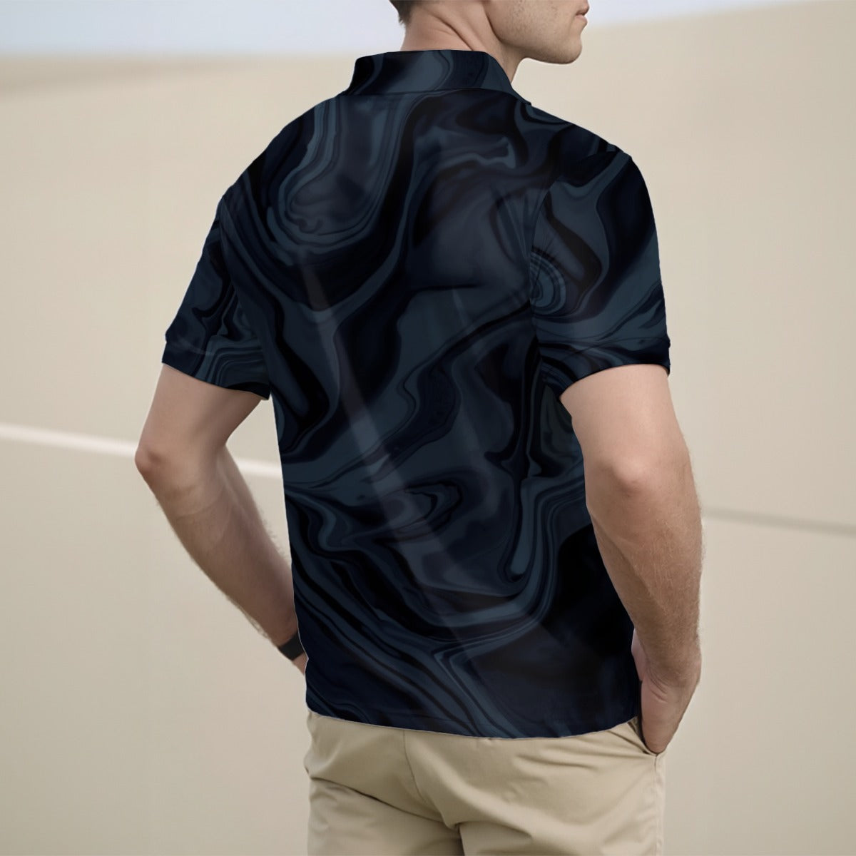 SOVRAN Men's Half Zip Polo Shirt With Short Sleeve