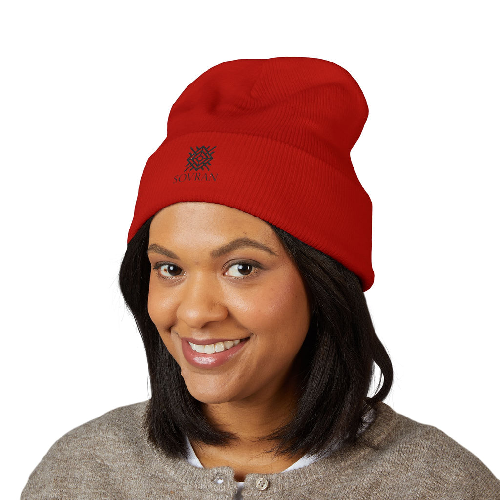 Embroidered Sovran Logo Beanie - Classic Cuffed Knit Hat